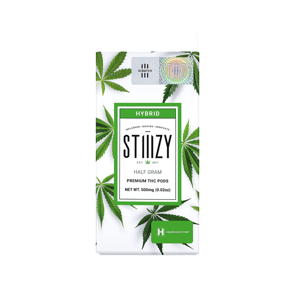 Pod Thc Stiiizy •  Granddady Purp - PREMIUM THC POD .5G / Kit Limpeza - STIIIZYBR